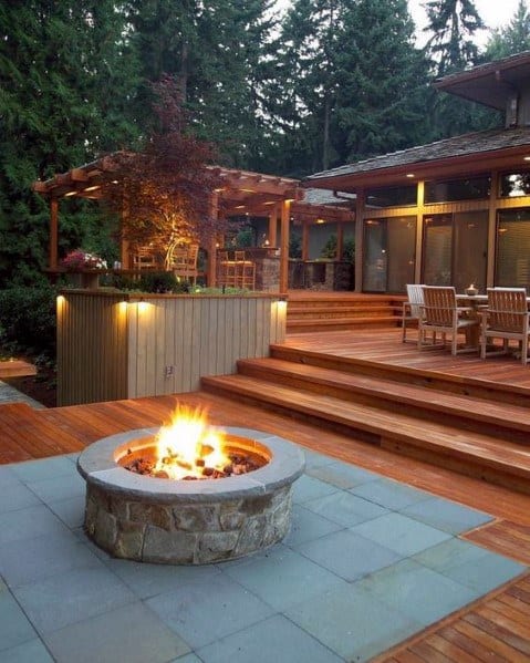 cobblestone deck firepit
