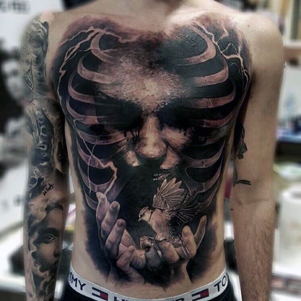 Magnificient Ribbed Manly Tattoo Torso