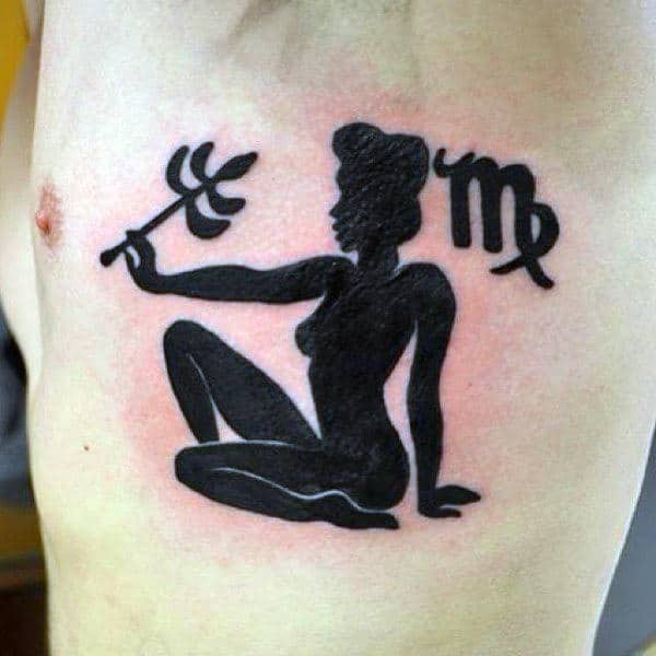 Maiden Virgo Mens Rib Cage Side Tattoos