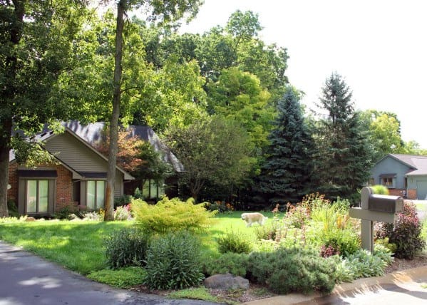 pebble stone mailbox landscaping