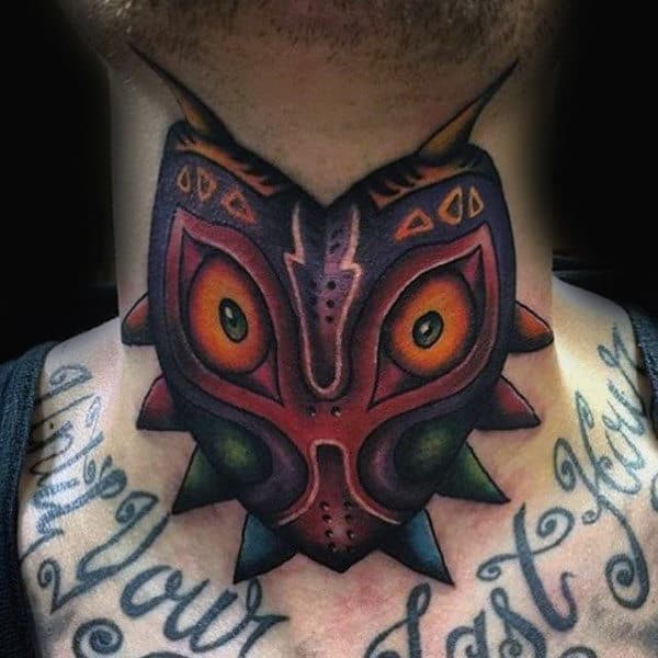 Majoras Mask Mens Neck Zelda Tattoos