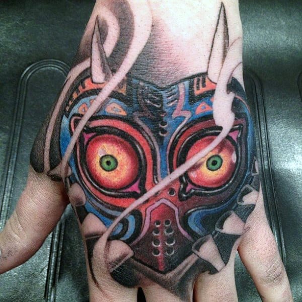 Majoras Mask Mens Zelda Hand Tattoos