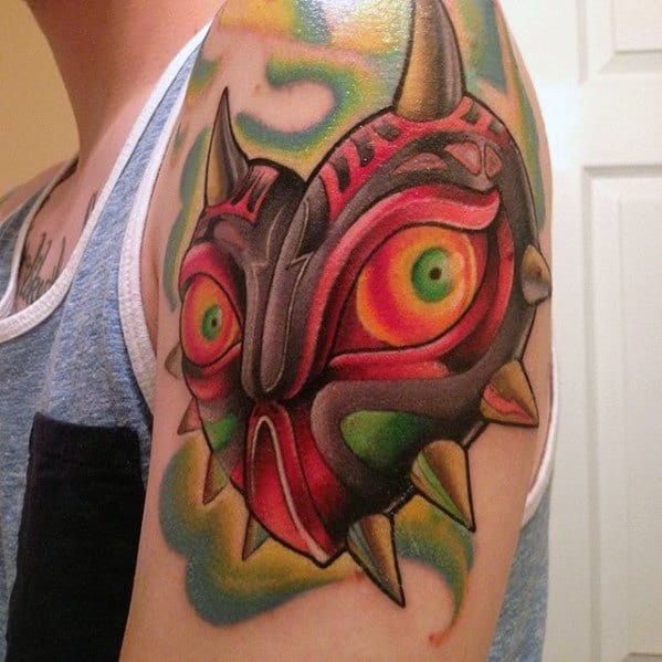Majoras Mask Tattoo Ideas For Males On Arm