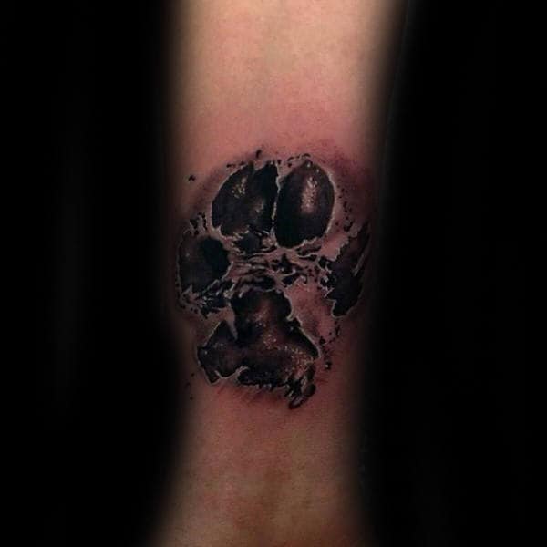 Male 3d Dog Paw Inner Forearm Tattoo Designs