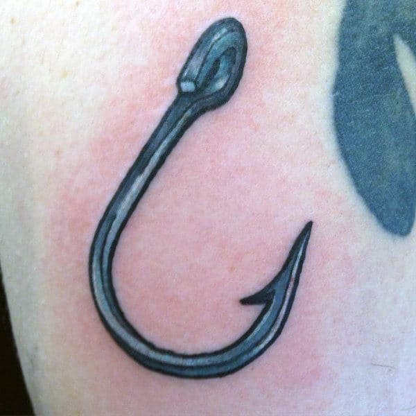 Male 3d Fish Hook Tattoo Simple