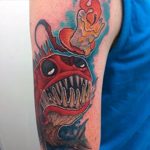 Male Angler Fish Tattoo Ideas On Arm