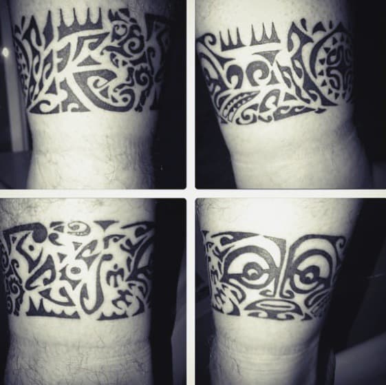 Male Ankle Hawaiian Tribal Band Tattoo