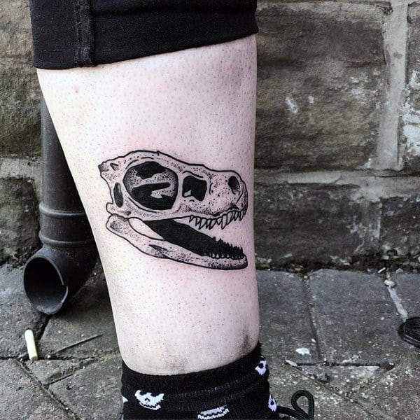 Male Ankles Dinosaur Bones Tattoo