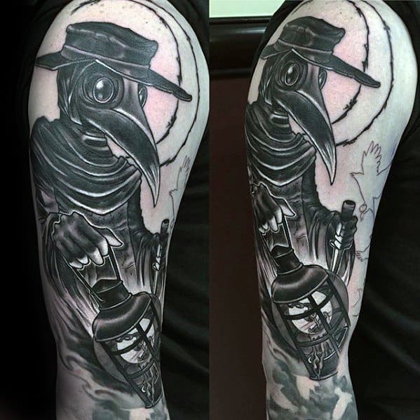 Male Arm Plague Doctor Tattoo Design Inspiration