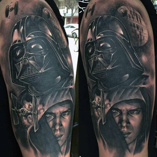 Male Arms Amazing Darth Vader Tattoo