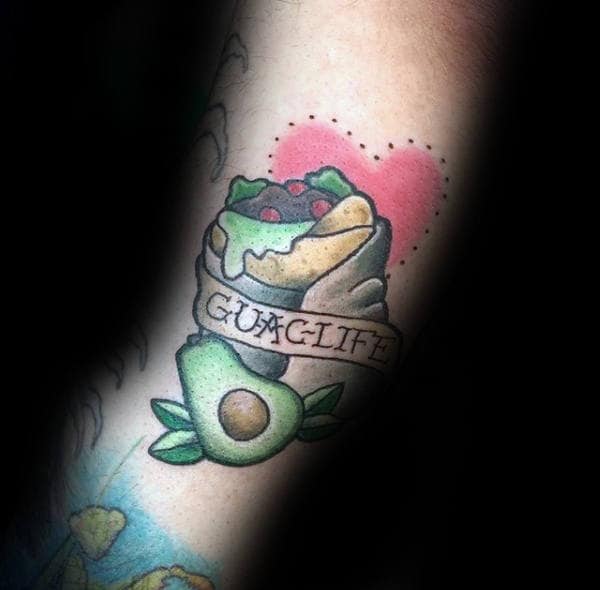 Male Arms Avocado Dish Food Tattoo