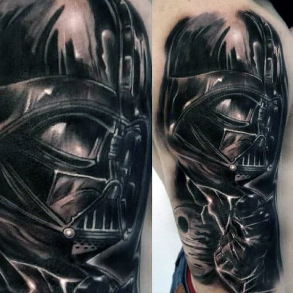 Male Arms Black Darth Vader Tattoo
