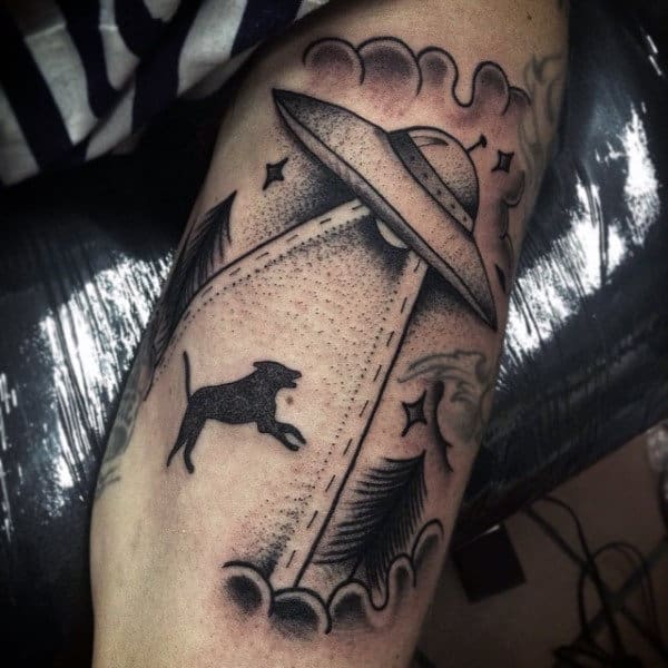 Male Arms Dog Abduction By Aliens Tattoo