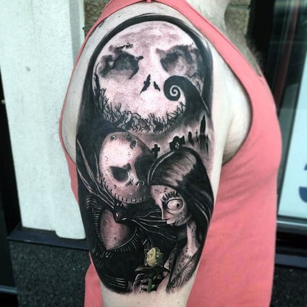 Male Arms Grey Halloween Romance Tattoo