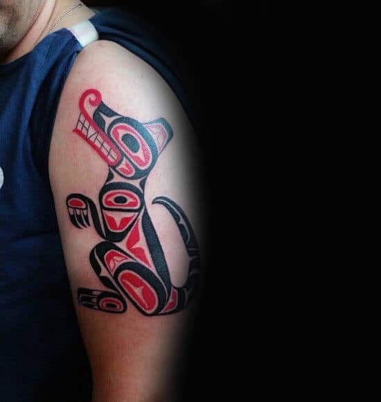 Male Arms Haida Dog Tattoo
