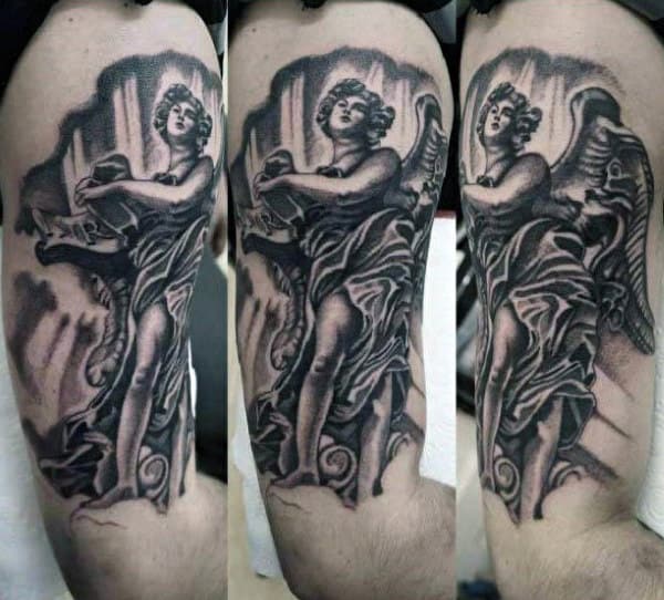 Male Arms Lovable Guardian Angel Tattoo
