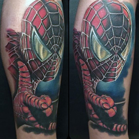 Male Arms Spiderman Tattoo