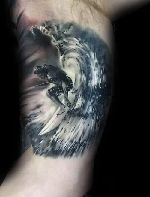 Male Arms Surfing Tattoo