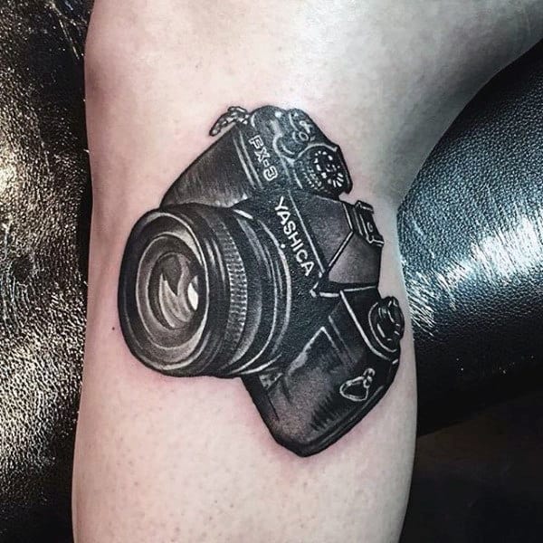 Male Arms Yashica Camera Tattoo