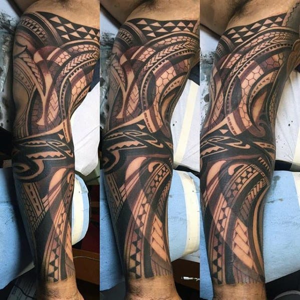 Male Awesome Polynesian Tribal Tattoo Ideas