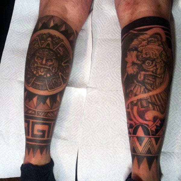 Male Aztec Tattoo Ideas On Back Of Legs