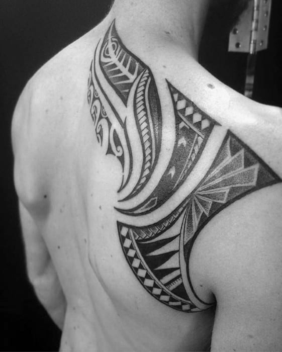 Male Badass Tribal Tattoo Ideas On Upper Back
