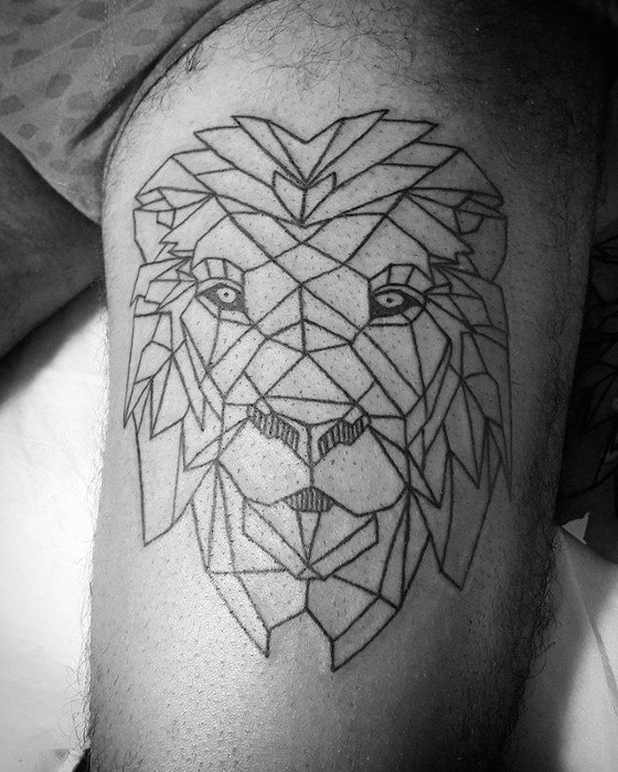 Male Bicep Geometric Lion Tattoo Ideas