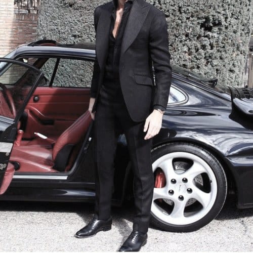 Male Black Suit Styles With Black Dress Shirt