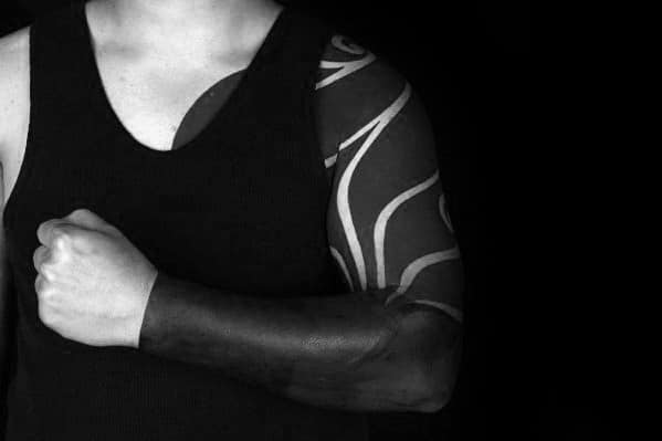 Male Blackout Sleeve Tattoo Full Arm