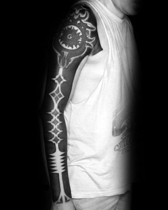Male Blackout Sleeve Tattoo Ideas