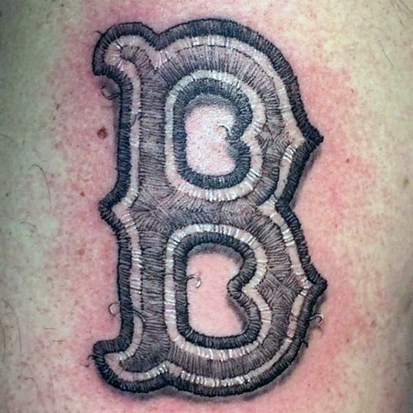 Male Boston Red Sox Tattoo Ideas Embroidered 3d Patch On Chest