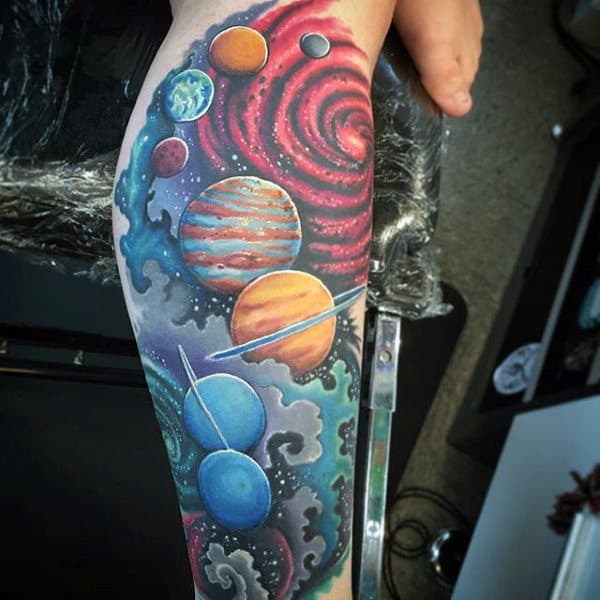 Male Calves Astronomy Tattoo
