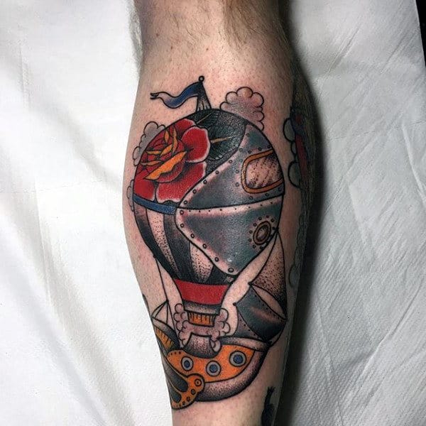 Male Calves Colorful Steampunk Tattoo