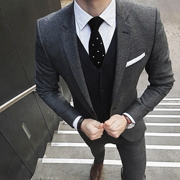 Male Charcoal Grey Suit Brown Shoes Styles