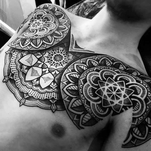 Male Chest Gorgeous Pattern Tattoo