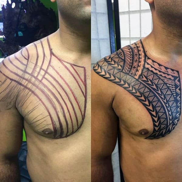 Male Chest Polynesian Tattoos