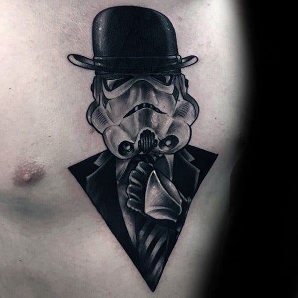 Male Chest Stromtrooper Tattoo With Great Design