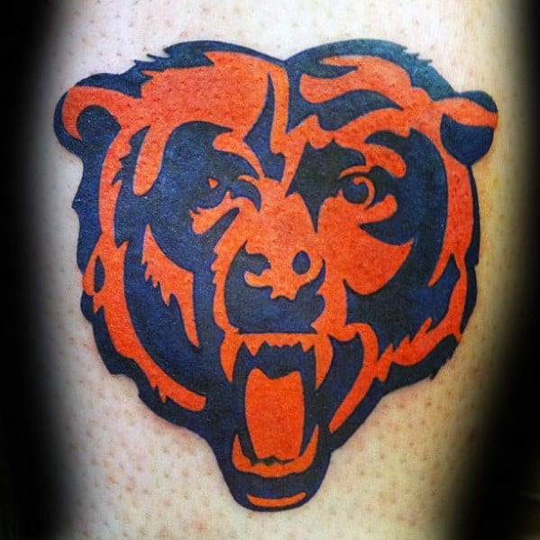 Male Chicago Bears Football Nfl Leg Tattoo Ideas