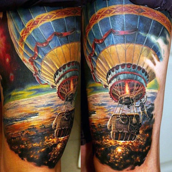 Male Cloud Tattoo Ideas With Hot Air Ballon
