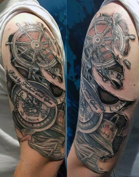 Male Compass Designs Tattoos