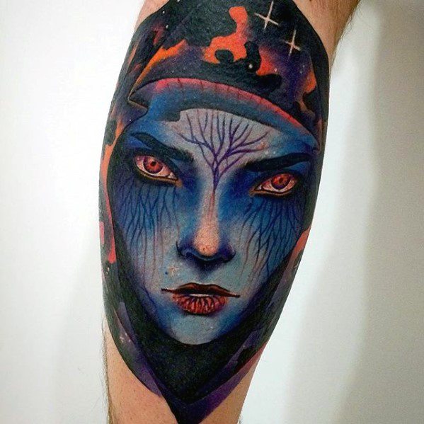 Male Consciousness Tattoo Ideas On Leg Calf