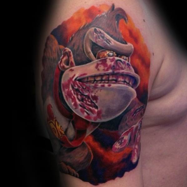 Male Cool 3d Video Game Donkey Kong Quarter Sleeve Tattoo Ideas