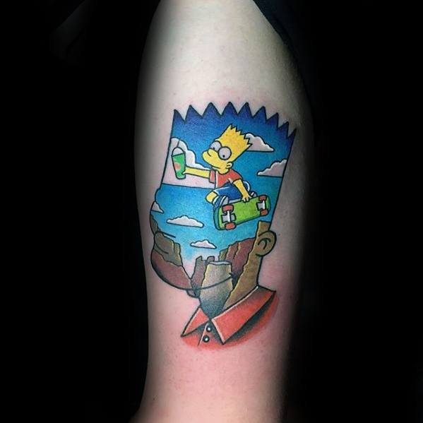 Male Cool Bart Simpson Upper Arm Tattoo Ideas