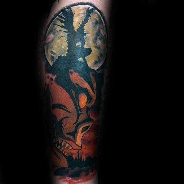 Male Cool Death Note Tattoo Ideas Leg Sleeve