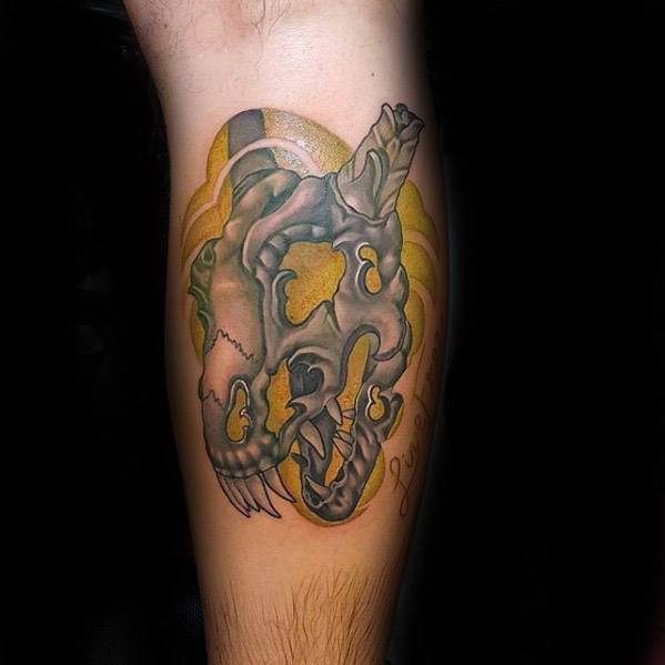 Male Cool Dragon Skull Tattoo Ideas On Legs