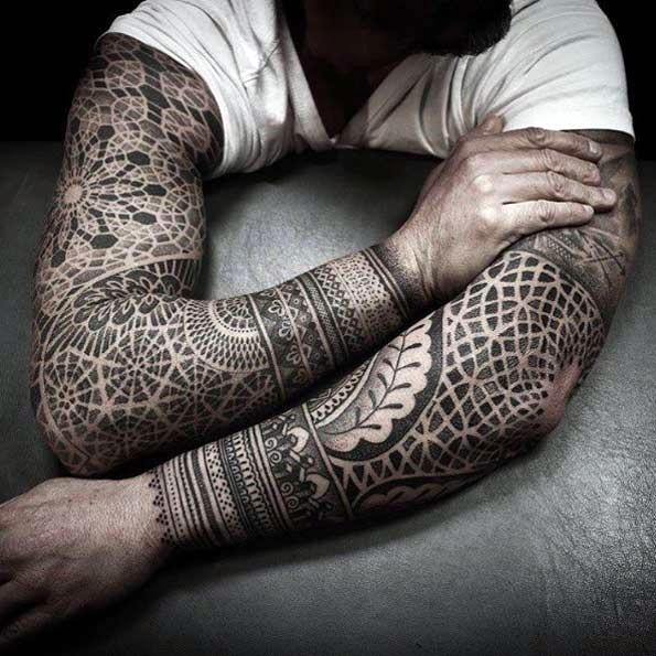 Male Cool Geometric Sleeve Tattoo Ideas
