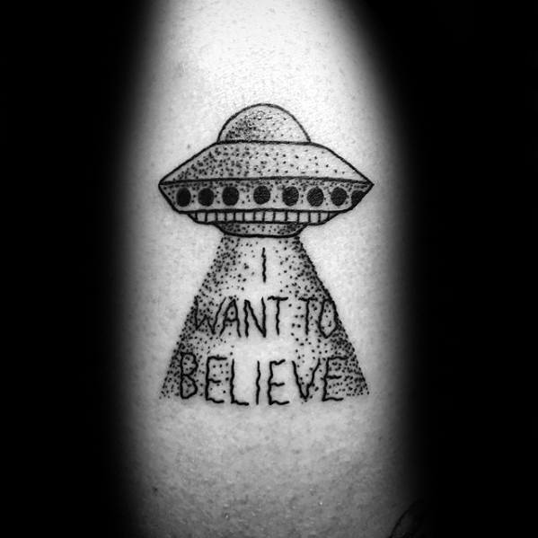 Male Cool I Want To Believe Tattoo Ideas Forearm