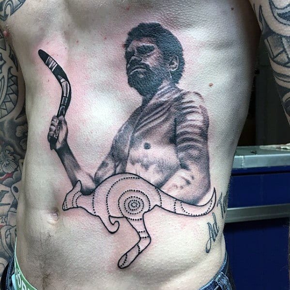 Male Cool Kangaroo Tattoo Ideas Rib Cage Side