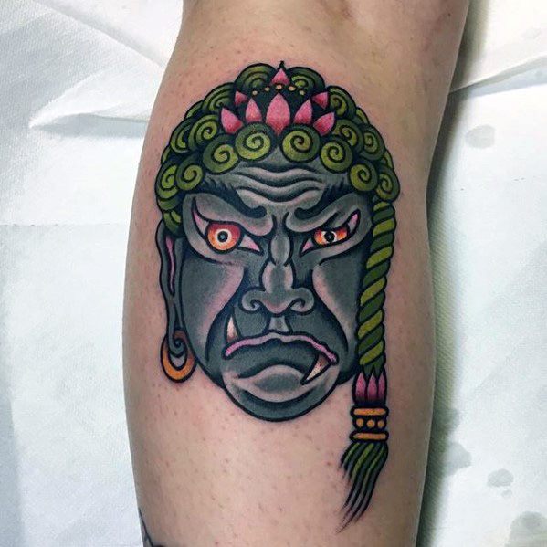 Male Cool Leg Calf Fudo Myoo Tattoo Ideas