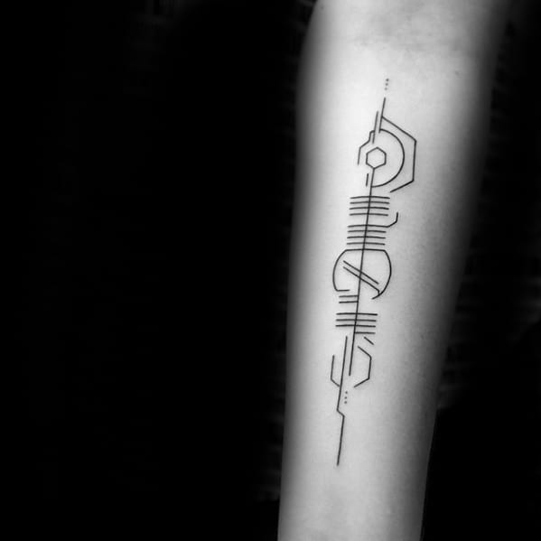 Male Cool Ogham Tattoo Ideas Geometric Design On Inner Forearm